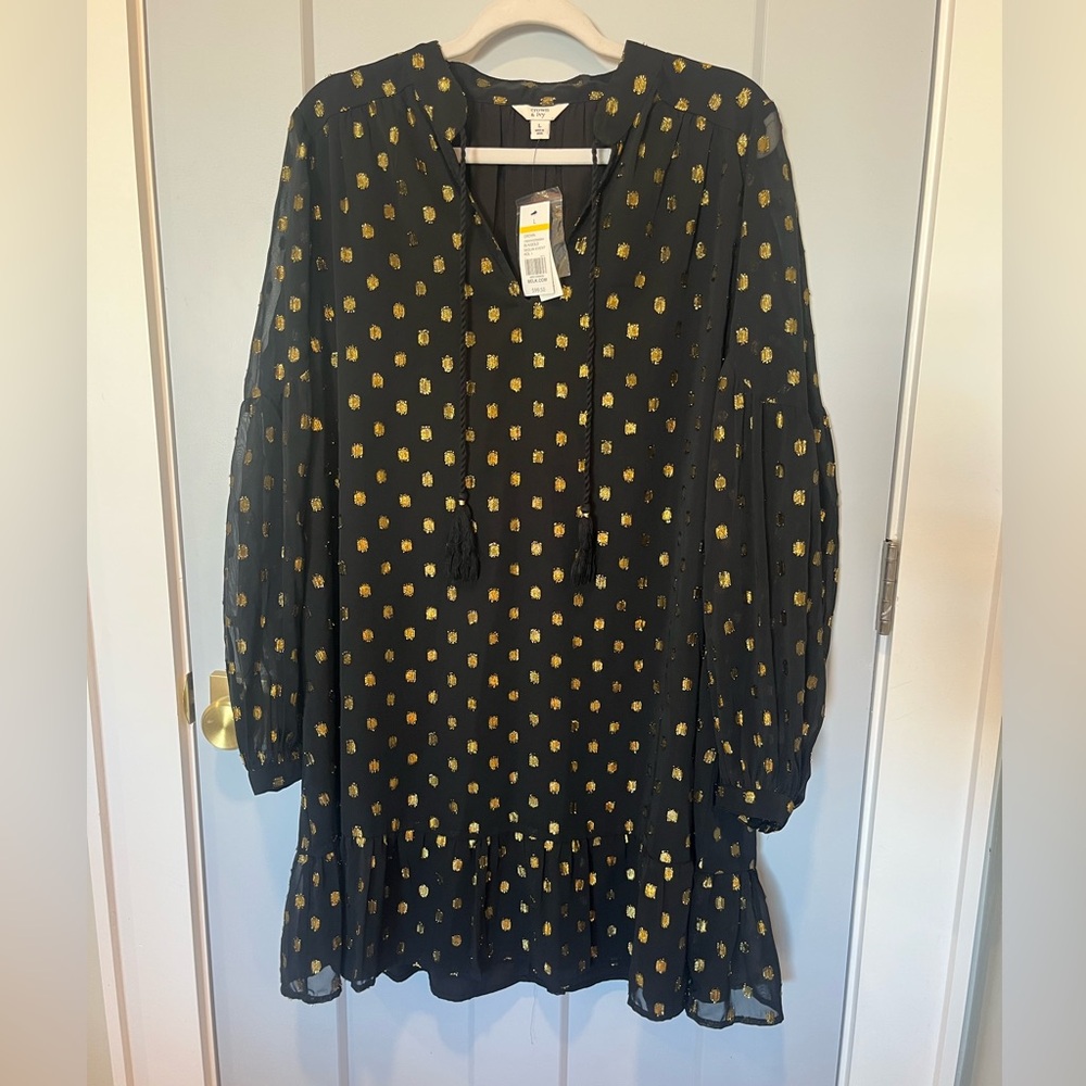 Crown & Ivy NWT Black & Gold Dress
